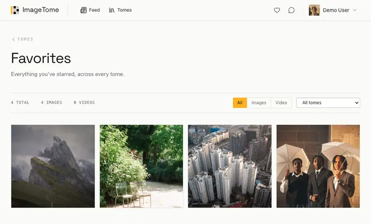 Favourites in ImageTome, light theme