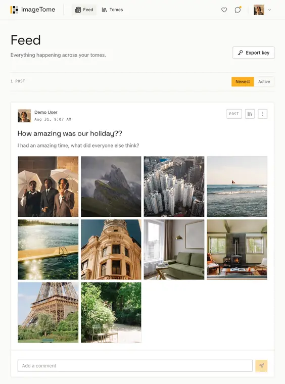 One feed, every tome in ImageTome, light theme