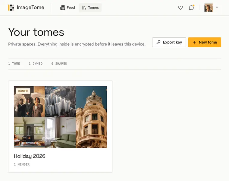 Invite-only tomes in ImageTome, light theme